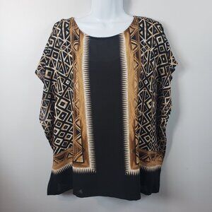 RUBY RD. Women Lightweight  Poncho Tank Top Lining Multicolor Geo XL / A246